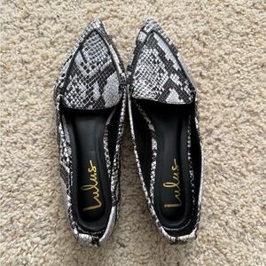 Lulu's Monochrome Snake Print Flats
